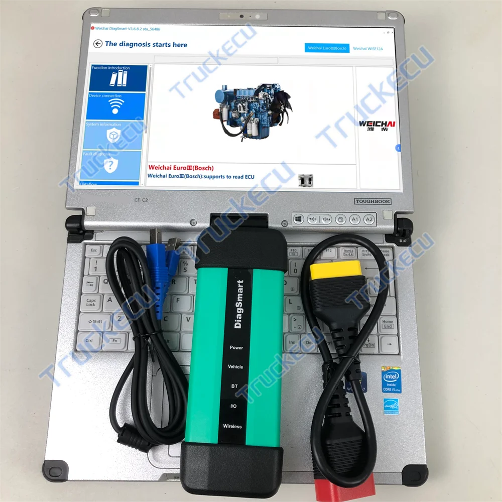 Heavy Equipment Inspection - DiagSmartスタンダードWeichai大型ディーゼルトラック診断ツール検査機器故障検出器sinotruk+C2ラップトップ