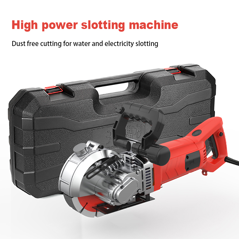 Electric Concrete Cutter - 5800Wハイパワーウォールスロッティングマシン、コンクリート、レンガ、石材用ダストフリー電動溝切り機（水道・電気配線用溝切り）