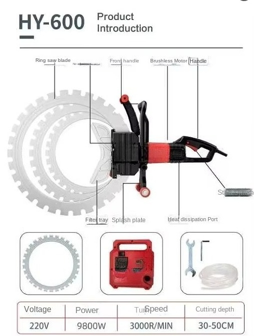 高周波無塵丸鋸 新型ハンドヘルド電動エンジン ドア・窓開口壁 - Electric Concrete Cutter のレビューと価格