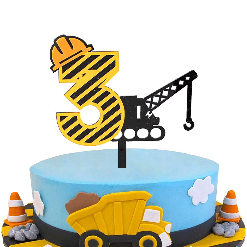 建設掘削機アクリルケーキトッパー男の子の誕生日カップケーキト - Heavy Equipment Excavator のレビューと価格